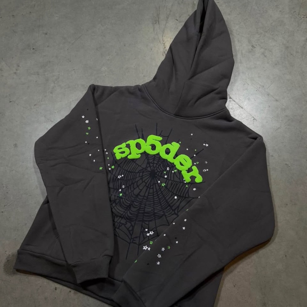 Grey and green spider hoodie